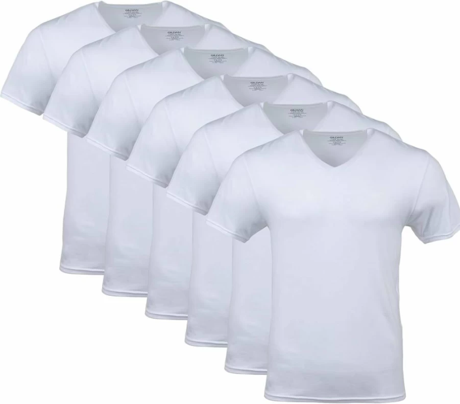 Gildan Men's Soft Style G1103 V-Neck T-Shirts Multipack, Comfort Fit Casual Tees, Bulk Value Pack