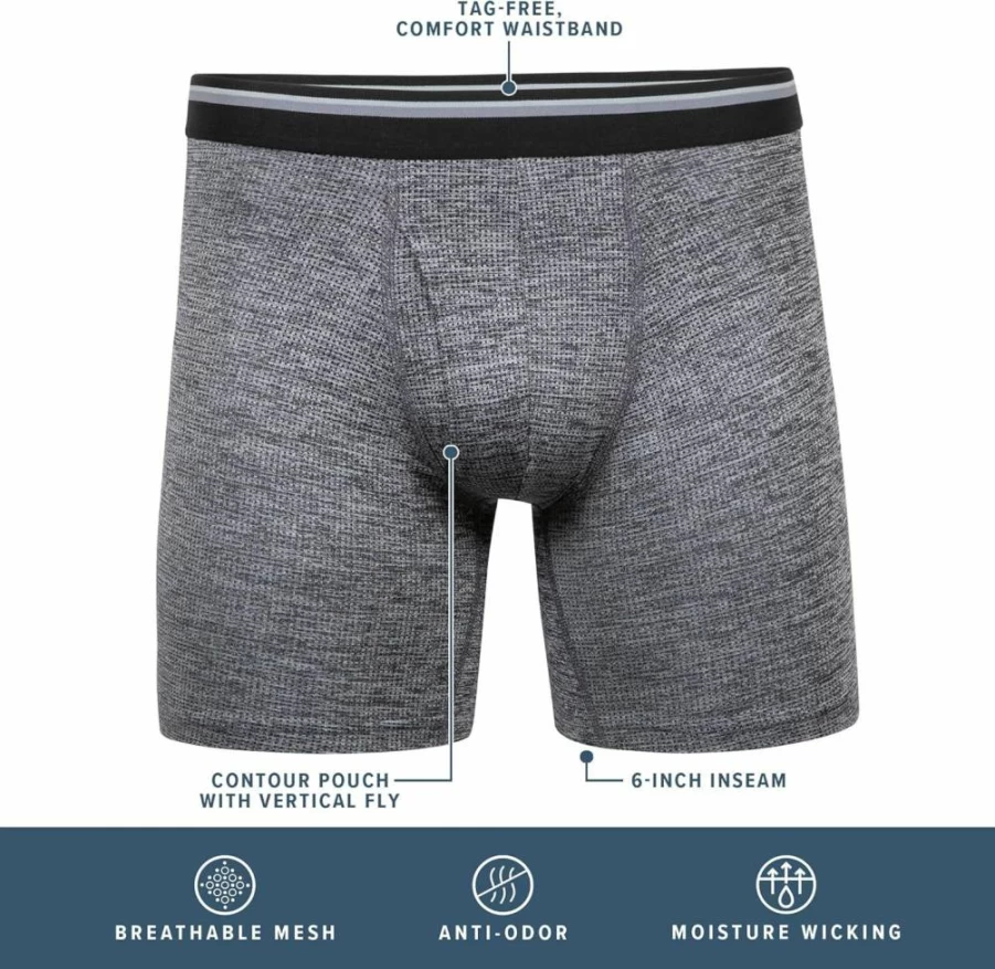 Gildan Men's Performance Driftknit Underwear 2-Pack - Moisture Wicking Breathable Comfort Fit Boxer Briefs