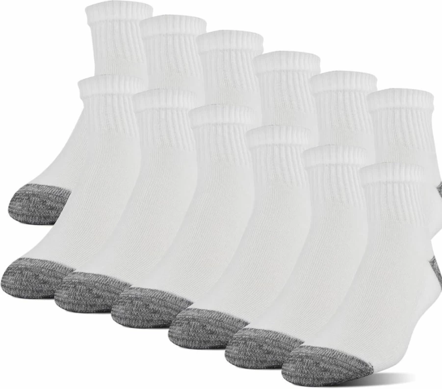 Gildan Men's 12-Pair Cushioned Ankle Socks, Moisture-Wicking Polyester Blend for All-Day Comfort