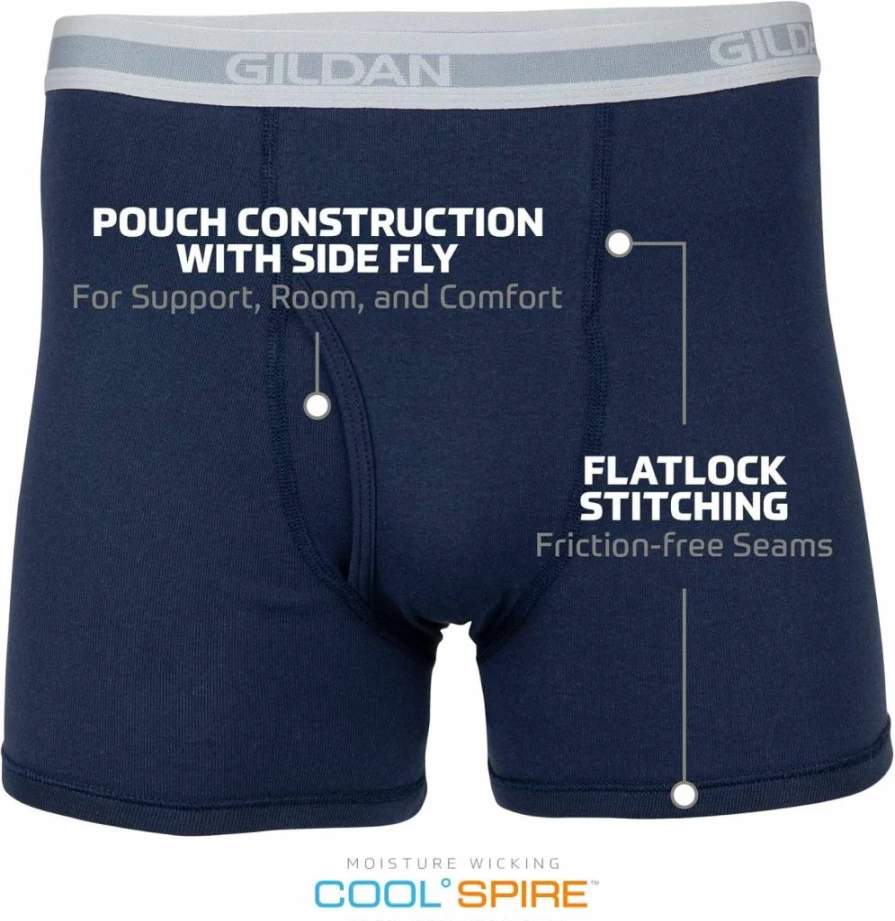 Gildan Men's Cotton Boxer Briefs Multipack - Soft Breathable Underwear for Comfort & Support