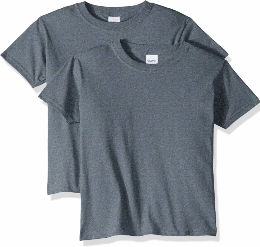 Gildan G5000B Youth Heavy Cotton T-Shirts 2-Pack, Comfortable Kids Tee, Durable Cotton Blend Short Sleeve Shirts for Boys and Girls