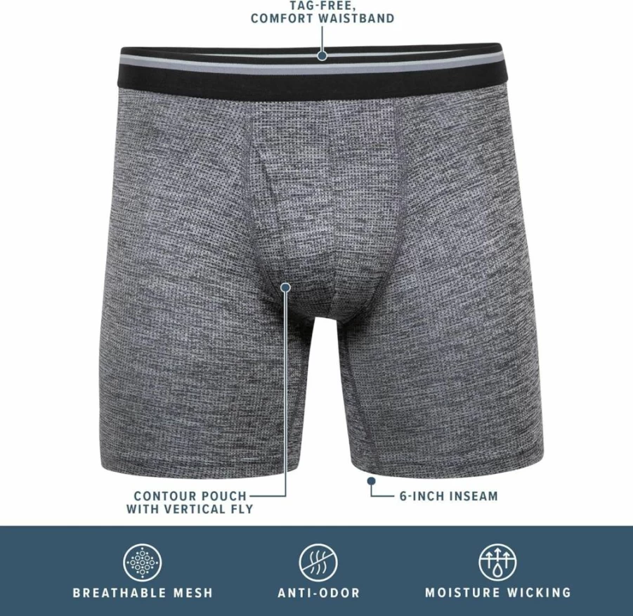 Gildan Men's Performance Driftknit Underwear 2-Pack - Moisture Wicking & Breathable Boxer Briefs