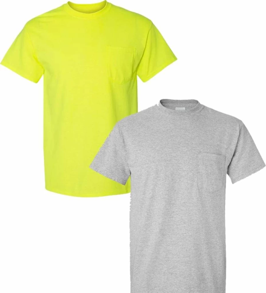 Gildan Adult Unisex Cotton T-Shirt 2-Pack with Pocket, Style G2300, Comfort Fit Crewneck Tees