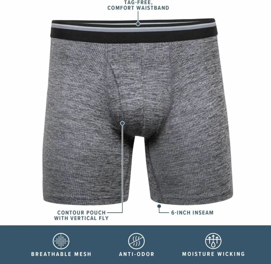Gildan Men's Performance Driftknit Underwear 2-Pack - Moisture Wicking & Breathable Modern Boxer Briefs