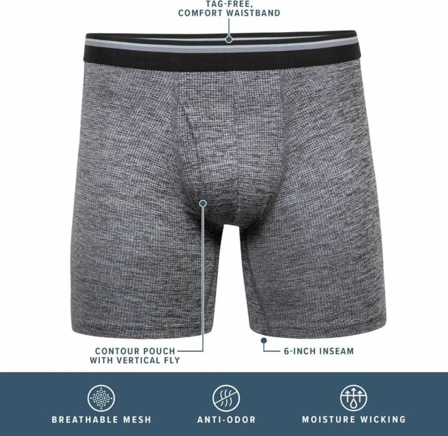 Gildan Men's Performance Driftknit Underwear 2-Pack - Moisture Wicking & Breathable Modern Boxer Briefs
