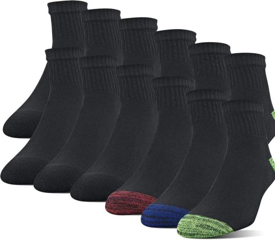 Gildan Men's 12-Pair Breathable Polyester Ankle Socks with Half Cushion for All-Day Comfort
