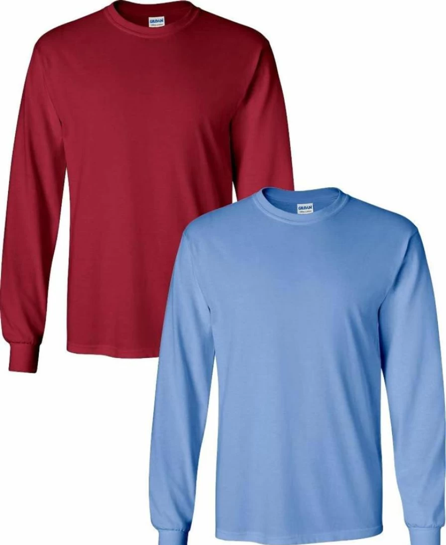 Gildan G8400 Dryblend Long Sleeve T-Shirt 2-Pack, Comfortable Adult Crewneck Shirts, Bulk Cotton Blend Tees for Men & Women