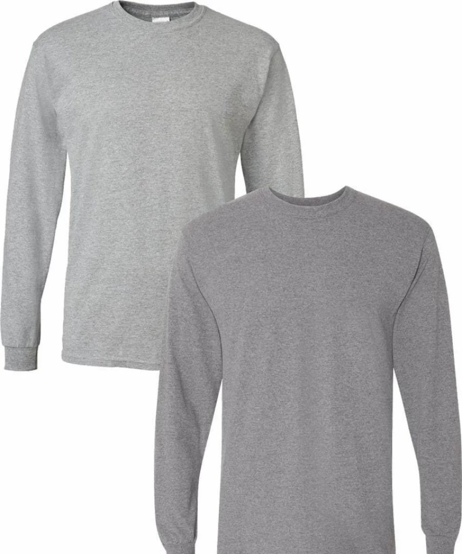 Gildan G8400 Dryblend Long Sleeve T-Shirt 2-Pack, Comfortable Adult Crewneck Shirts, Bulk Cotton Blend Tees for Men & Women