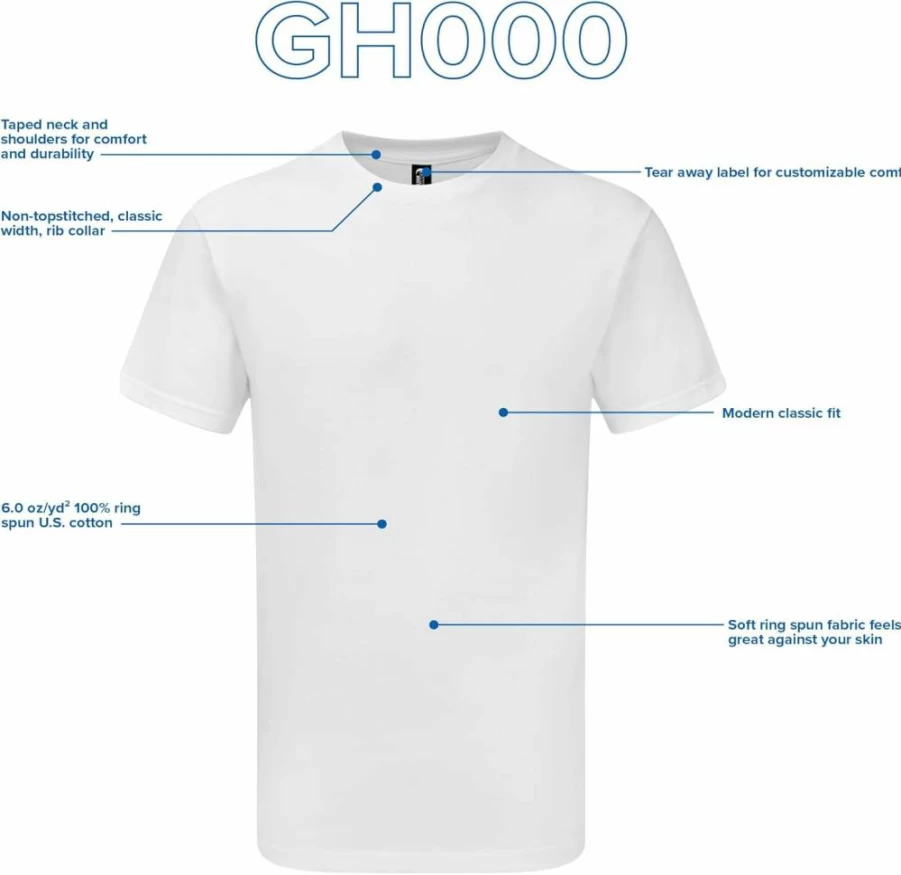Gildan Hammer Adult Cotton T-Shirts 2-Pack, Comfort Fit Short Sleeve Tees, Style GH000, Black & White Bundle
