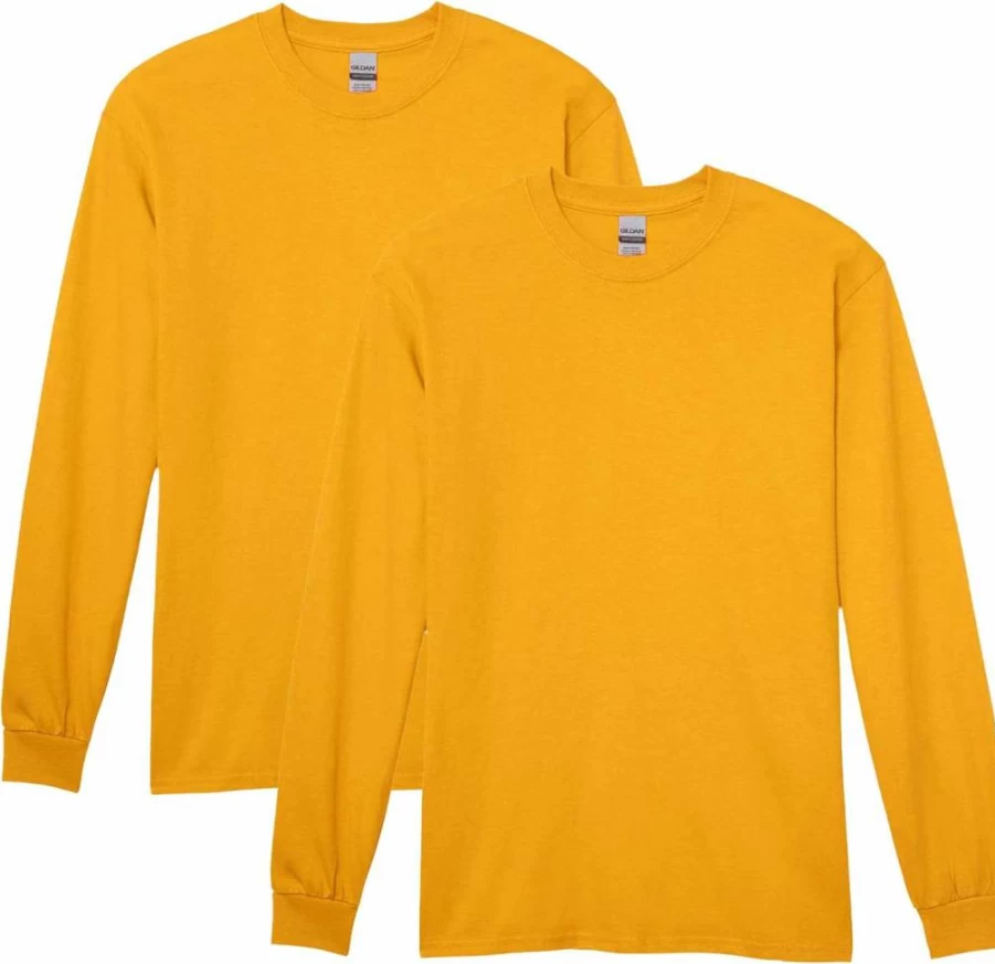 Gildan G5400 Heavy Cotton Long Sleeve T-Shirt 2-Pack, Premium Quality Adult Crewneck Tees, Durable Comfort Fit Casual Shirts