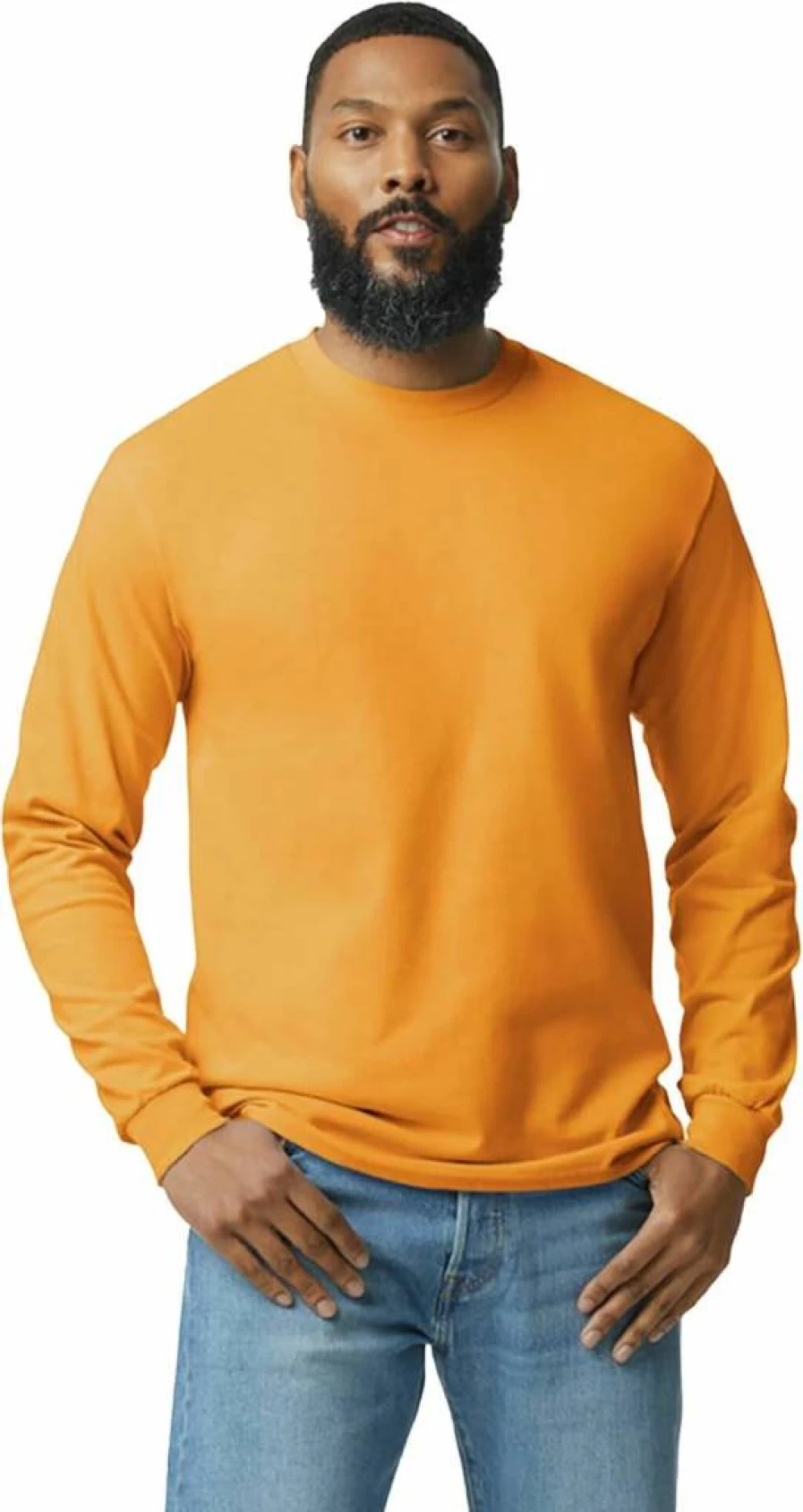 Gildan G5400 Heavy Cotton Long Sleeve T-Shirt 2-Pack, Premium Quality Adult Crewneck Tees, Durable Comfort Fit Casual Shirts
