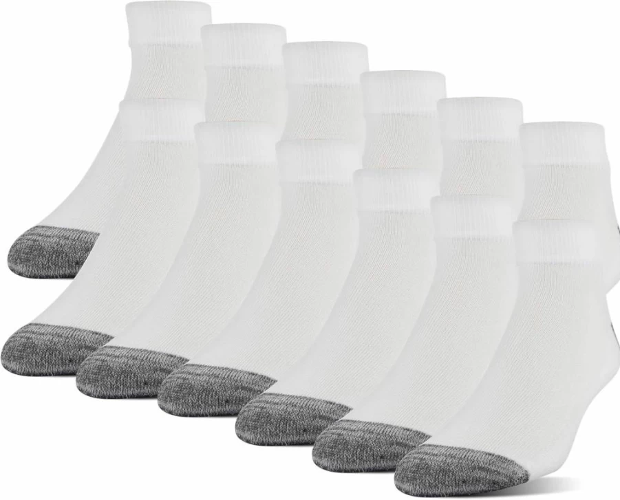 Gildan Men's Low Cut Cushioned Socks 12-Pack, Breathable Polyester Blend Athletic Socks for Daily Wear