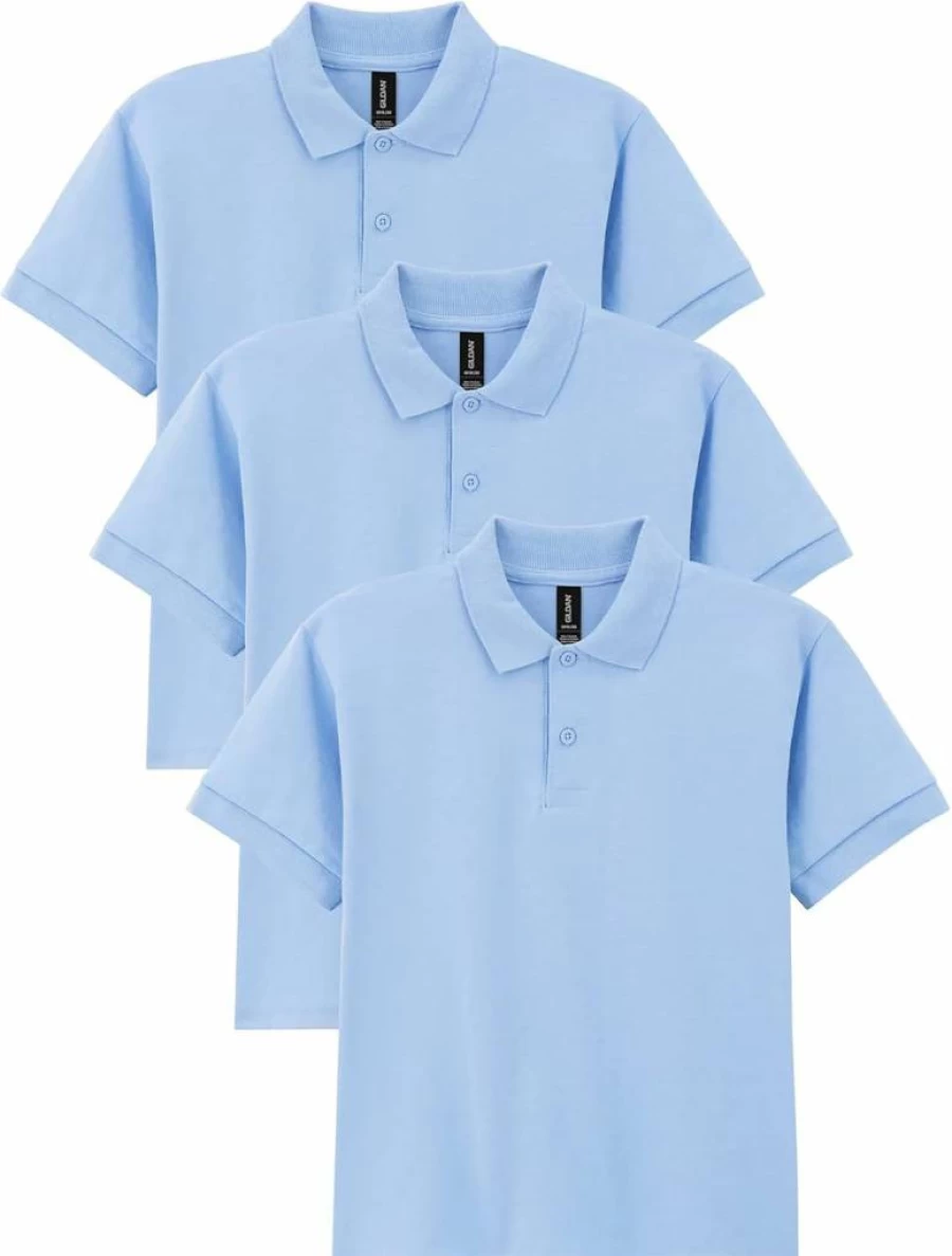 Gildan G8800B Kids' 3-Pack DryBlend Short Sleeve Polo Shirts for Boys & Girls