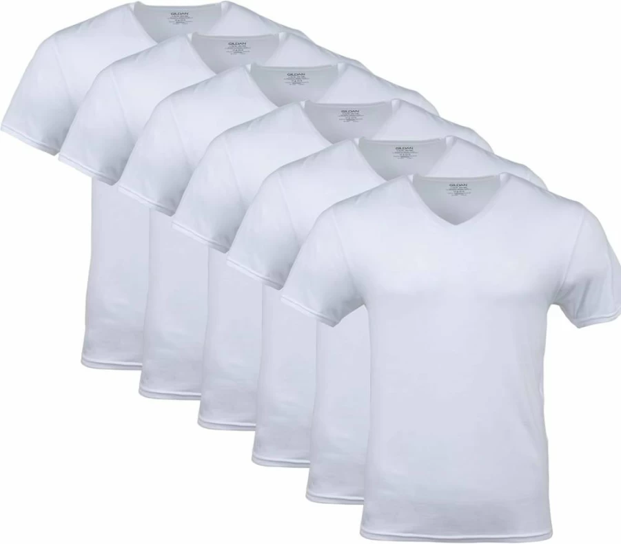 Gildan Men's Soft Style G1103 V-Neck T-Shirts Multipack, Comfort Fit Casual Tees, Bulk Pack Essentials
