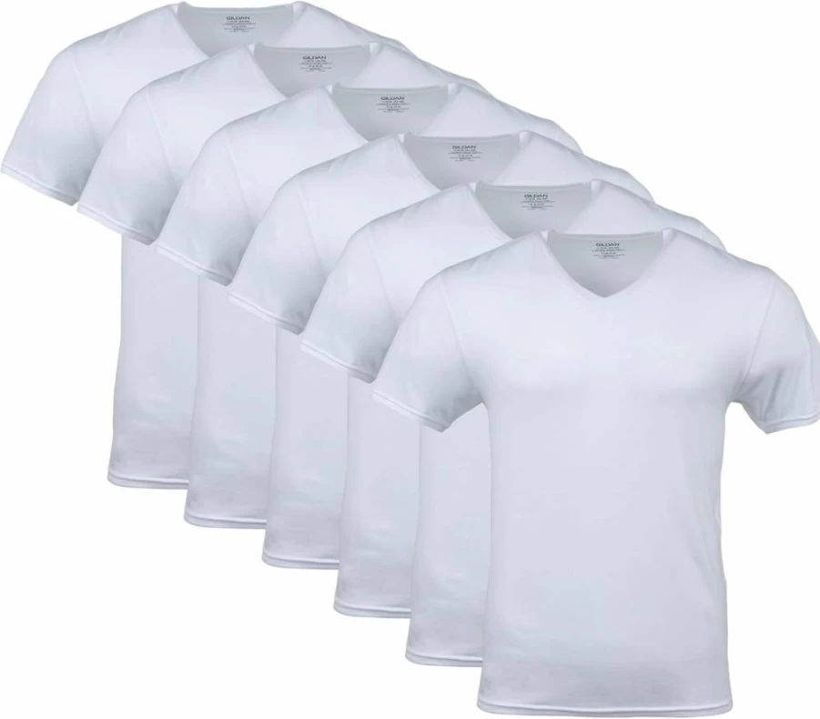 Gildan Men's Softstyle V-Neck T-Shirts Multipack, Comfort Fit Casual Tees, Style G1103, Bulk Pack Essentials