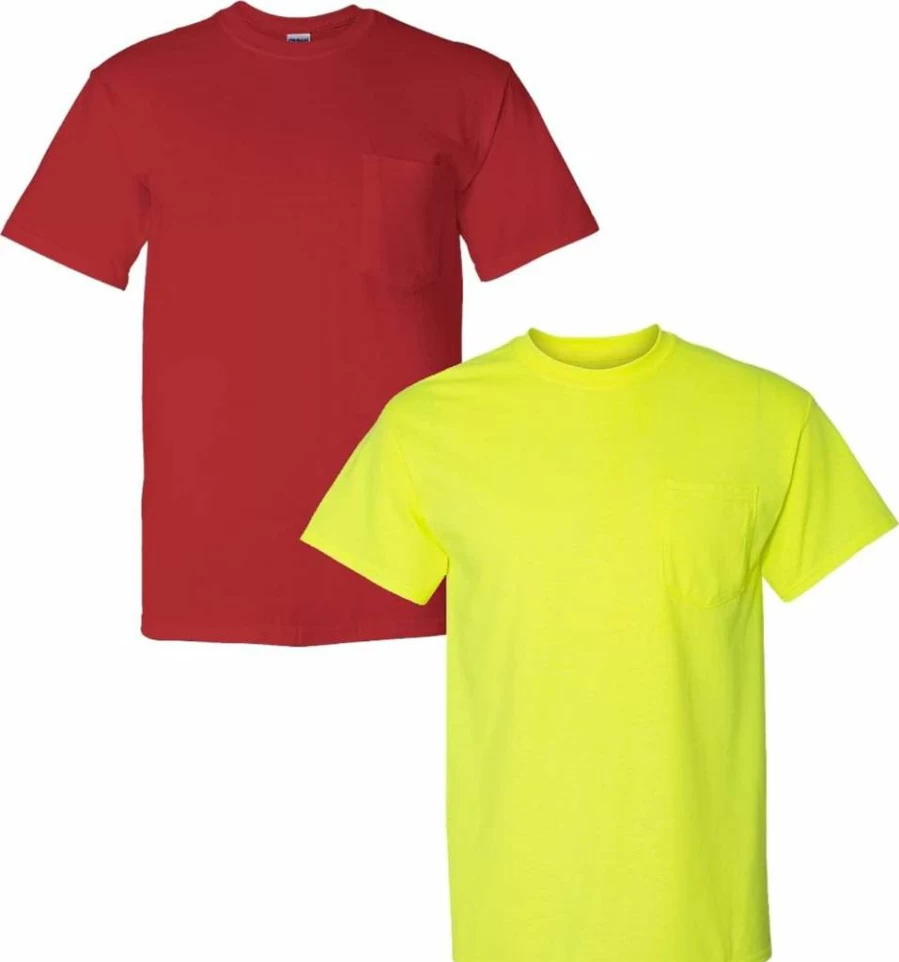Gildan Men's 2-Pack Pocket T-Shirts, Moisture-Wicking DryBlend Workwear Tees for Adults
