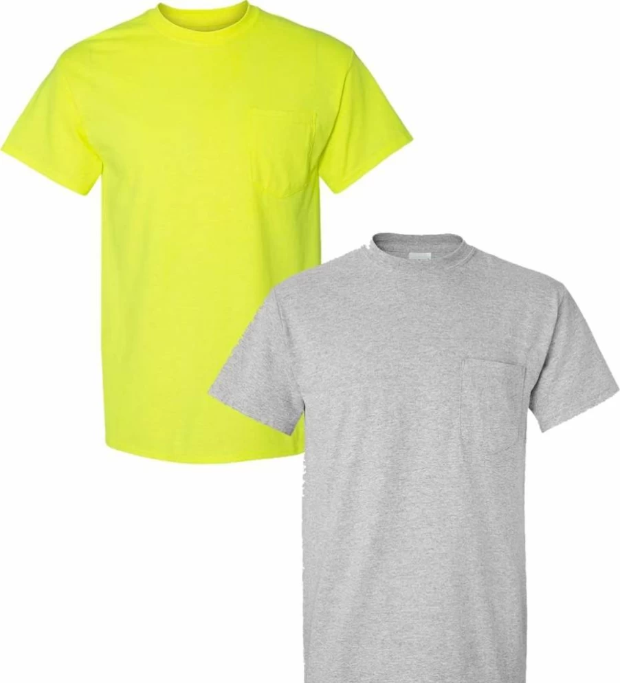 Gildan G2300 Ultra Cotton Pocket T-Shirt 2-Pack, Heavyweight Unisex Crewneck Tees for Men & Women
