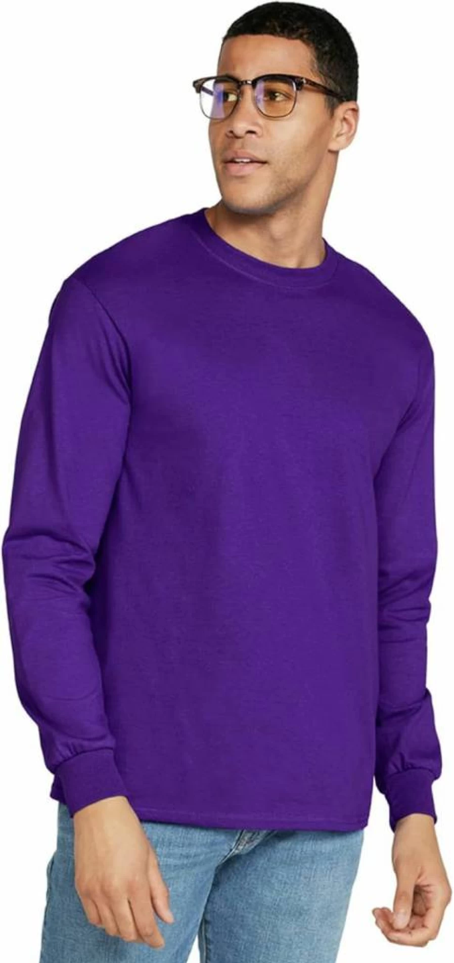 Gildan G2400 Ultra Cotton Long Sleeve T-Shirt Multipack - Heavyweight Adult Crewneck Tees, Bulk Pack, Comfort Soft Style