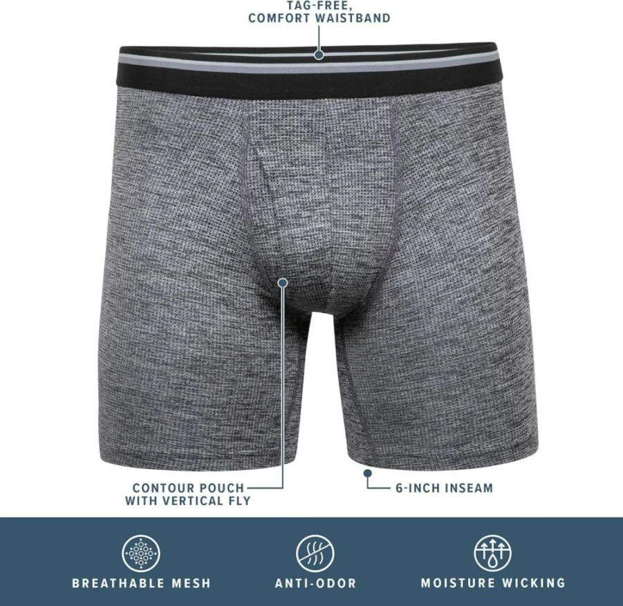 Gildan Men's Performance Driftknit Underwear 2-Pack - Moisture Wicking & Breathable Modern Boxer Briefs