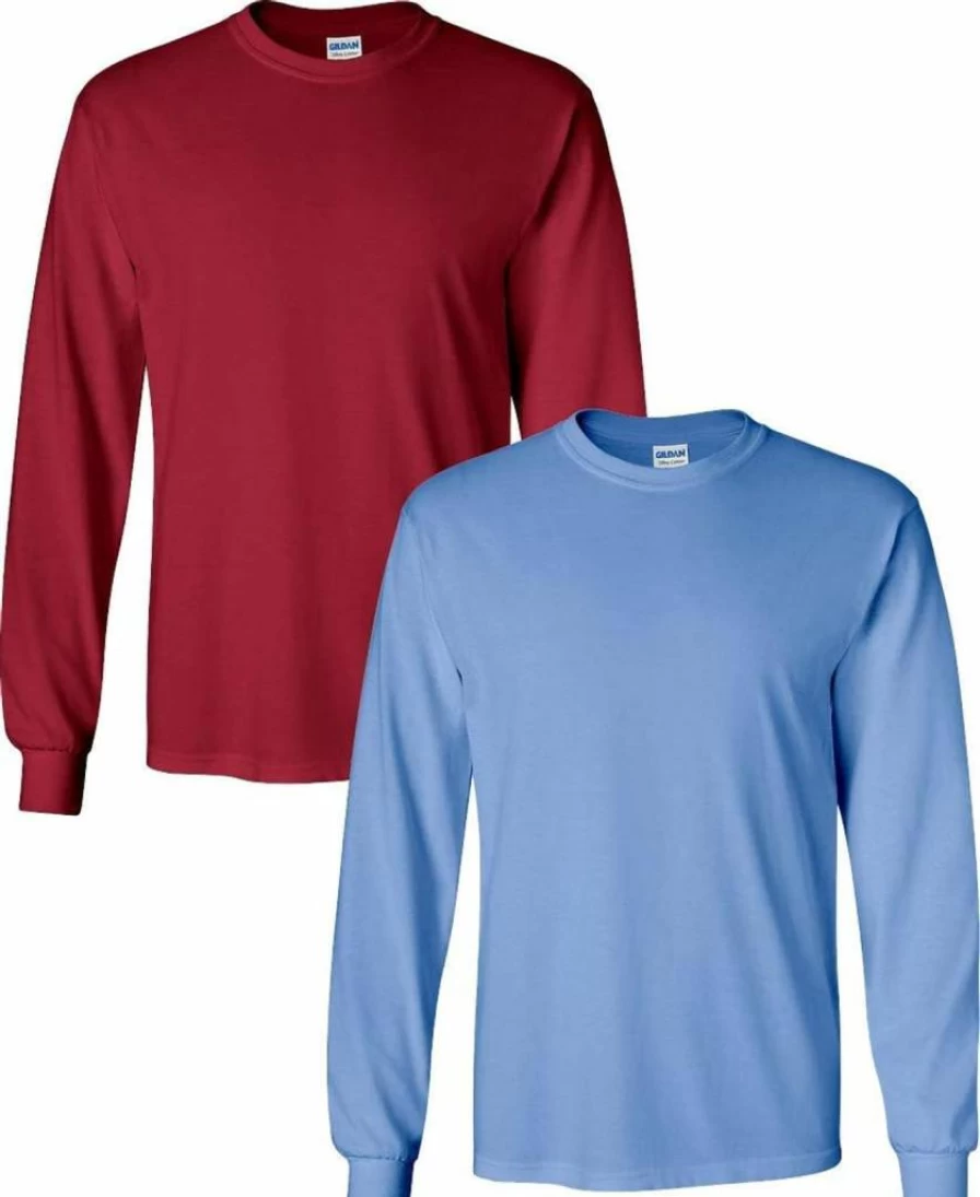 Gildan G8400 Dryblend Long Sleeve T-Shirt 2-Pack, Comfortable Adult Crewneck Shirts, Bulk Cotton Blend Tees for Men & Women
