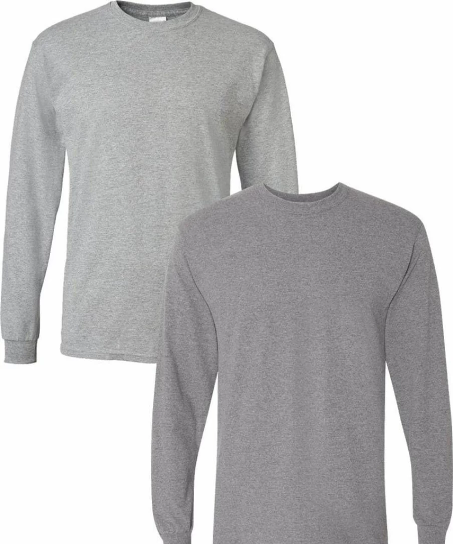 Gildan G8400 Dryblend Long Sleeve T-Shirt 2-Pack, Comfortable Adult Crewneck Shirts, Bulk Cotton Blend Tees for Men & Women