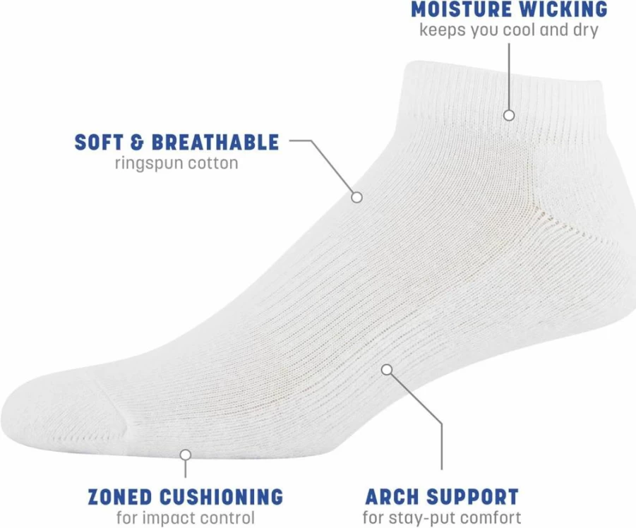 Gildan Men's Cotton Low Cut Athletic Socks 10-Pair Pack - Breathable Comfort for Daily Wear & Sports