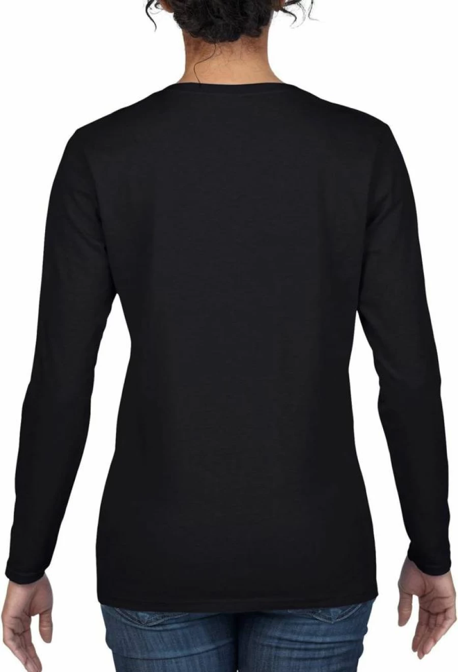 Gildan Women's Long Sleeve Cotton T-Shirt 2-Pack - Soft Heavyweight Crewneck Shirts, Black, Large