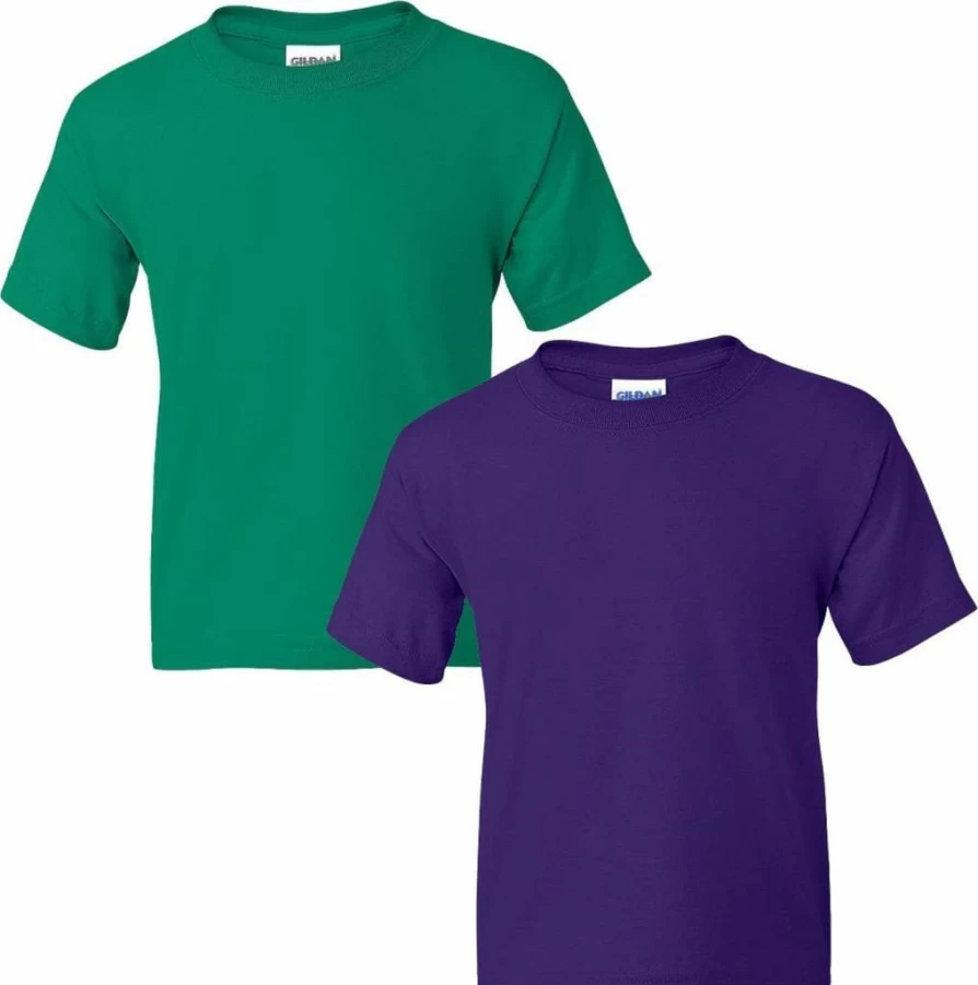 Gildan Youth G8000B Dryblend T-Shirt 2-Pack, Comfortable Cotton Blend Tees for Kids
