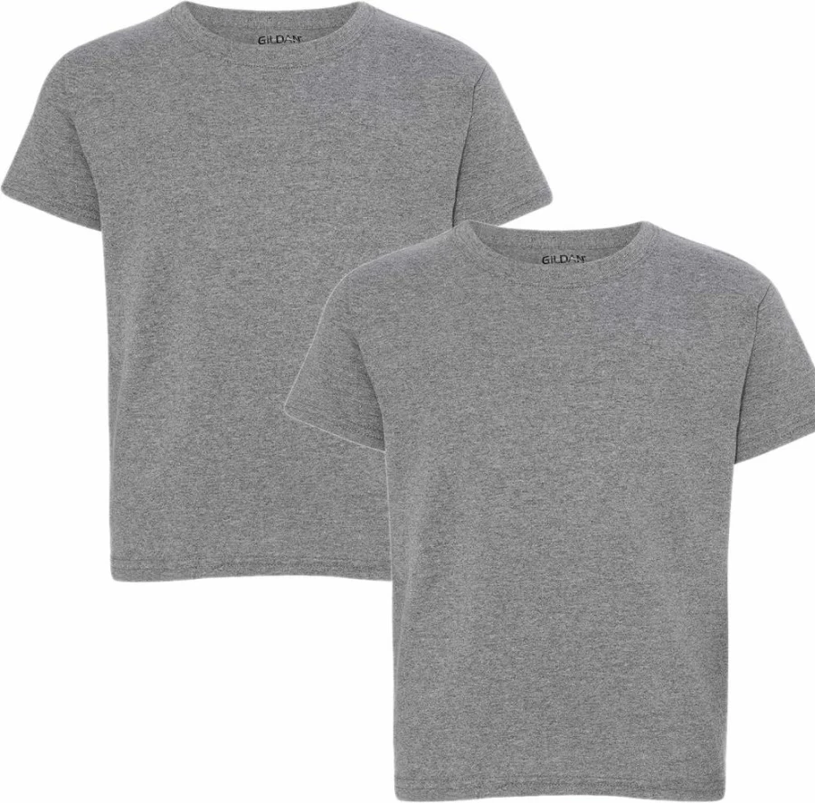 Gildan Youth G8000B Dryblend T-Shirt 2-Pack, Comfortable Cotton Blend Tees for Kids