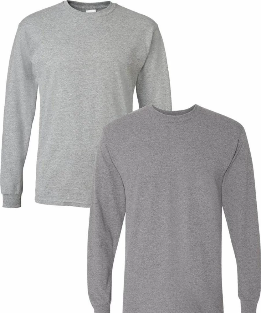 Gildan G8400 DryBlend Long Sleeve T-Shirt 2-Pack, Moisture-Wicking Adult Crewneck Shirts, Bulk Cotton Comfort Tees
