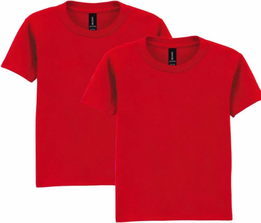 Gildan G5100P Youth Toddler 2-Pack 100% Cotton T-Shirts, Comfortable Kids Tees, Assorted Colors
