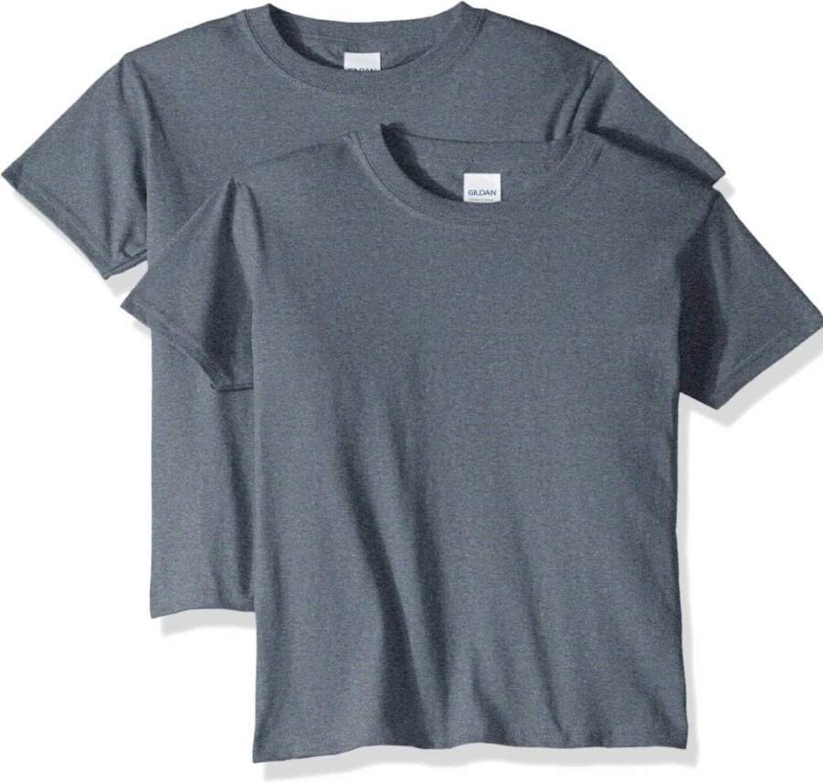 Gildan G5000B Youth Heavy Cotton T-Shirts 2-Pack, Comfortable Crewneck Tees for Kids