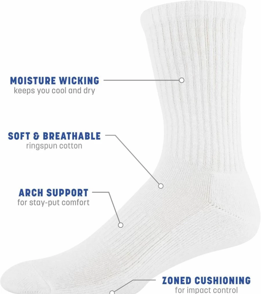 Gildan Men's Cotton Crew Socks 10-Pack - Soft Comfort Athletic Socks for Daily Wear